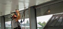 Hidden rail in an Airport's ceiling - Geneva Airport, Switzerland