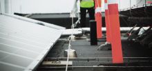 Safe access lifeline on the roof of Maersk Company Building - Esbjerg, Denmark