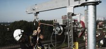 RopeClimber hoist and davit arm on an Amsterdam hotel - Amsterdam, Netherlands